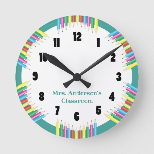 Klassenzimmer Uhr Farbige Stifte (Vorderseite)