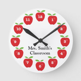 Klassenzimmer-Uhr mit Äpfeln Runde Wanduhr