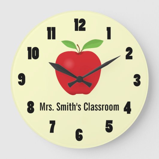 Klassenzimmer-Uhr mit einem Apple Große Wanduhr (Vorderseite)