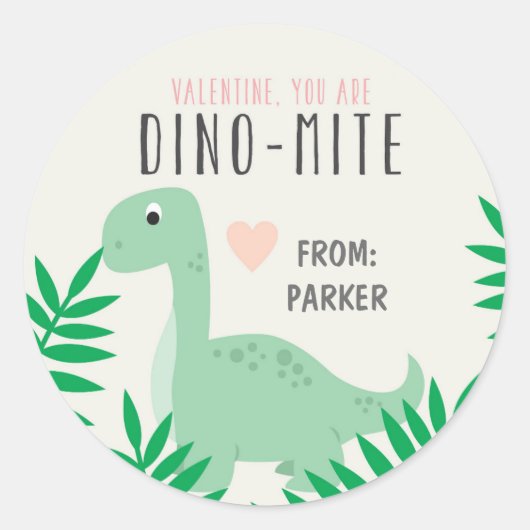 Klassenzimmer Valentine Dinosaurier Stickers (Vorderseite)
