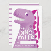 Klassenzimmer Valentine Pink Dinosaurier Feiertagskarte (Vorne/Hinten)