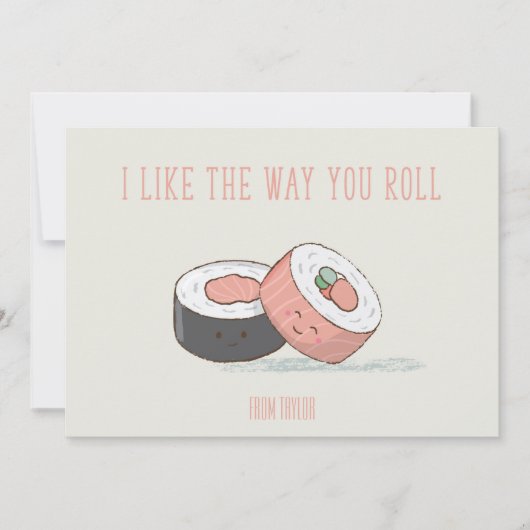 Klassenzimmer Valentine Sushi Roll Card Einladung (Vorderseite)