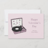 Klassenzimmer Valentines Record Player Fotokarte Dankeskarte (Vorderseite)