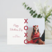 Klassenzimmer Valentines Red XOXO Fotokarte Dankeskarte (Stehend Vorderseite)