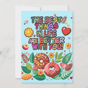 Klassenzimmer Valentinstag Boho Donuts und Blumen Feiertagskarte