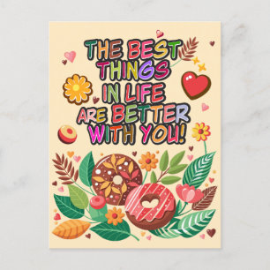 Klassenzimmer Valentinstag Boho Donuts und Blumen Feiertagspostkarte