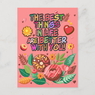 Klassenzimmer Valentinstag Boho Donuts und Blumen Feiertagspostkarte