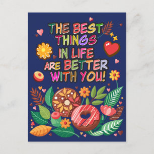 Klassenzimmer Valentinstag Boho Donuts und Blumen Feiertagspostkarte