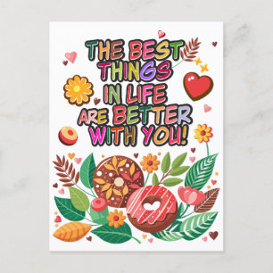 Klassenzimmer Valentinstag Boho Donuts und Blumen Feiertagspostkarte
