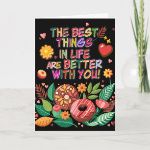 Klassenzimmer Valentinstag Boho Donuts und Blumen Karte