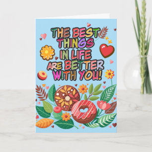 Klassenzimmer Valentinstag Boho Donuts und Blumen Karte