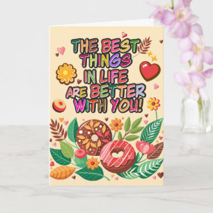 Klassenzimmer Valentinstag Boho Donuts und Blumen Karte
