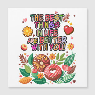 Klassenzimmer Valentinstag Boho Donuts und Blumen Magnetkarte