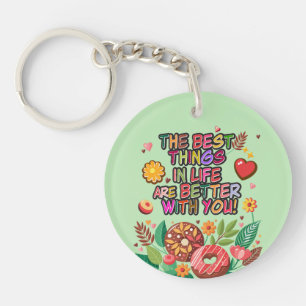 Klassenzimmer Valentinstag Boho Donuts und Blumen Schlüsselanhänger