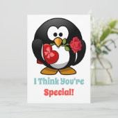 Klassenzimmer Valentinstag Pinguin Herz Feiertagskarte (Stehend Vorderseite)