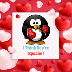 Klassenzimmer Valentinstag Pinguin Herz Mitteilungskarte