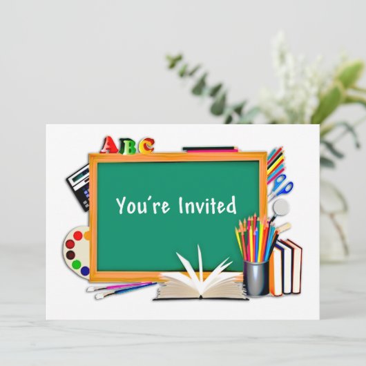 Klassenzimmer-Versorgungen, Bücher, Tafel Einladung (Stehend Vorderseite)