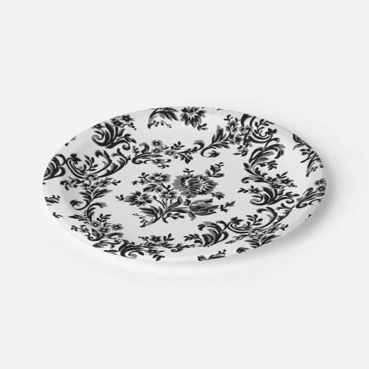 KLASSIC FLORAL BAROQUE PATTER PARTY PLATE ELEGANT PAPPTELLER (Schrägansicht)