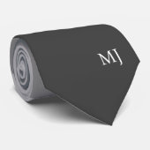 KLASSIC GRAY STRIPED MONOGRAM INITIALS CUSTOM GRAU KRAWATTE (Gerollt)