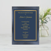KLASSIC NAVY GOLD LAYERED EMBOSSED WEDD EINLADUNG (Stehend Vorderseite)