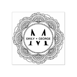 KLASSIC VERZIERT MANDALA CUSTOM MONOGRAM WEDD GUMMISTEMPEL