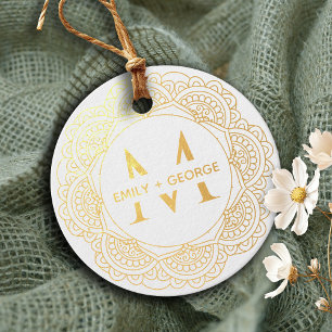 KLASSIC VERZIERTE REAL FOIL CUSTOM MONOGRAM WEDD GESCHENKANHÄNGER