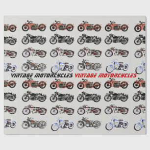KLASSIC VINTAGE MOTORRÄDER Rotes Schwarzes Grau Geschenkpapier