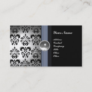 KLASSIGES DAMAST-EDELSTEIN-MONOGRAMM schwarz weiß Visitenkarte