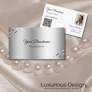 Klassiges Silber mit schimmernden Linien Foto QR-C Visitenkarte