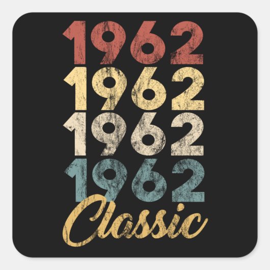 Klassik 1962 quadratischer aufkleber (Vorderseite)