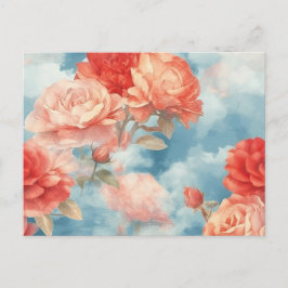Klassik - Angelic Pink & Rote Rosen in weichen Wol Postkarte