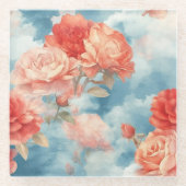 Klassik - Angelic Pink und Rote Rosen in weicher F Glasuntersetzer (Vorderseite)