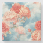 Klassik - Angelic Pink und Rote Rosen in weicher F Steinuntersetzer (Vorderseite)