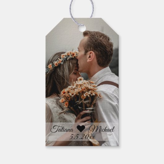 Klassik Hochzeit Foto Chic Geschenkanhänger (Vorderseite)