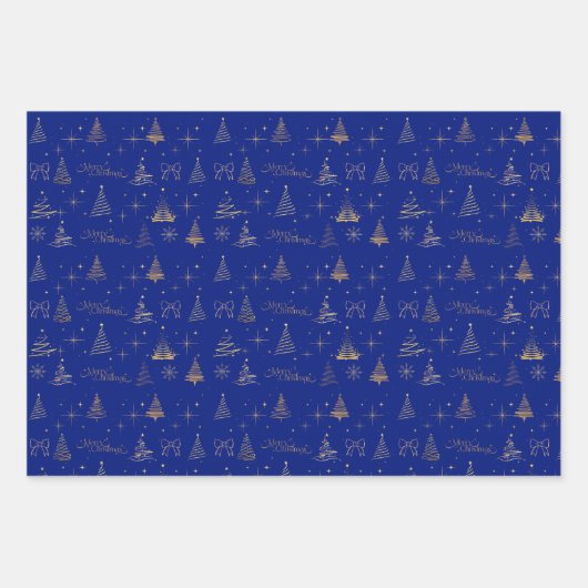 Klassik mit eleganten Gold Weihnachtsbaumdoodles Geschenkpapier Set (Vorderseite 3)