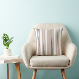 Klassik Streifen Beige, weiß und blau Kissen