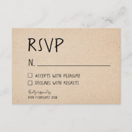 KLASSIKALE, HANDSCHRIFTLICHE RSVP-KARTE - KRAFT-PA RSVP KARTE