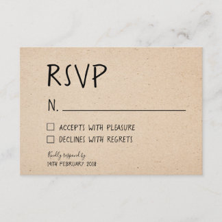 KLASSIKALE, HANDSCHRIFTLICHE RSVP-KARTE - KRAFT-PA RSVP KARTE