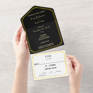Klassiker 20er / Gatsby / Art Deco All In One Einladung