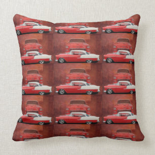 Klassiker Auto Chevy Bel Air Rot Weiß Vintage-Foto Kissen