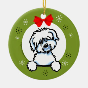Klassiker Baumwollde Tulear Christmas Keramikornament