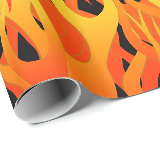 Klassiker, der Flammen auf festem Schwarzem läuft Geschenkpapier (Rolleneckpunkt)