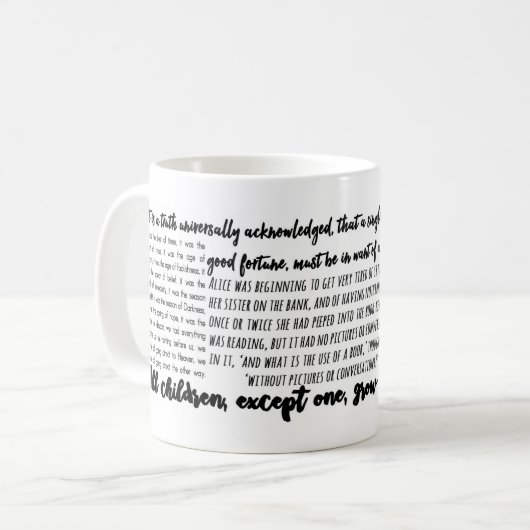 Klassiker-erste Linien in der Literatur-Tasse Kaffeetasse (Vorderseite Links)