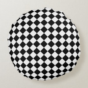 Klassiker mit fettem Schwarz-Weiß-Chevron-Muster Rundes Kissen