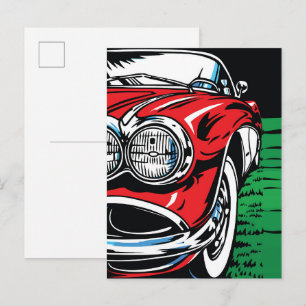 Klassiker Muscle Car Front Pop Art Retro Postkarte