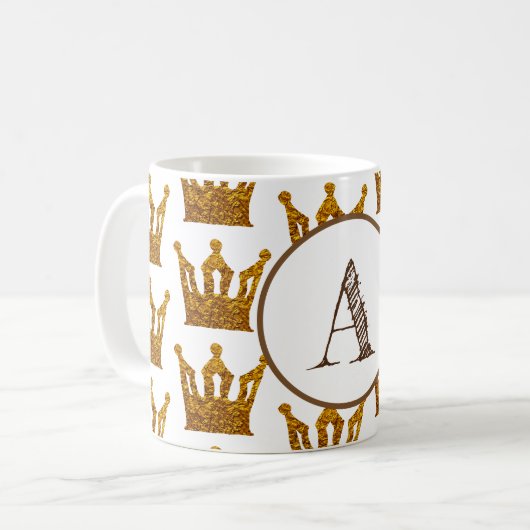 Klassiker-Tasse Krone des Monogramms goldene Kaffeetasse (Vorderseite Links)