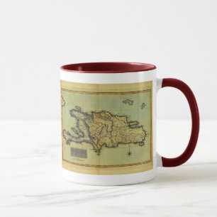 Klassikerantiquarian-Karte 1823 von Hispaniola u. Tasse