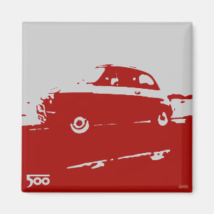 Klassikermagnet Fiats 500 - Rot auf Licht Magnet