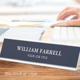 Klassisch Beruflich traditionell blau Schwarz-weiß Schreibtischnamensplakette