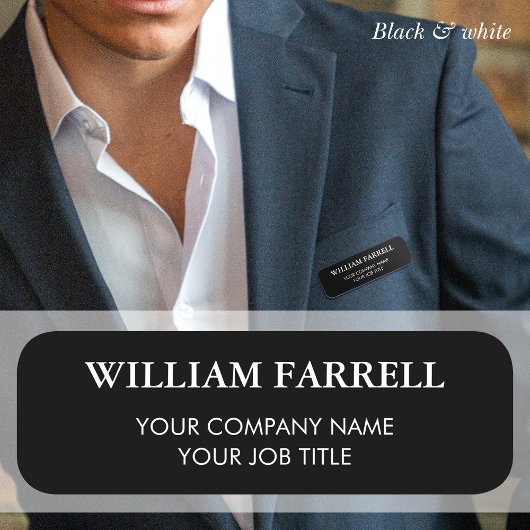 Klassisch Beruflich Traditionelles Schwarz-weiß Namensschild